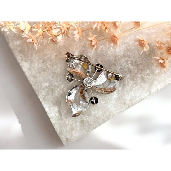 Textured Pinwheel Sterling Silver Vintage Modernist Abstract "CC" Signed Brooch - Picture 6 of 10